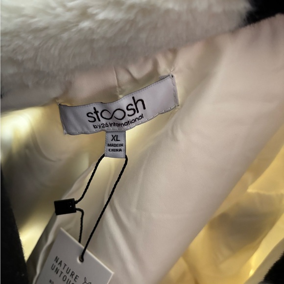 NWT Stoosh Black Hearts Faux Fur Jacket Size XLG - Picture 3 of 7